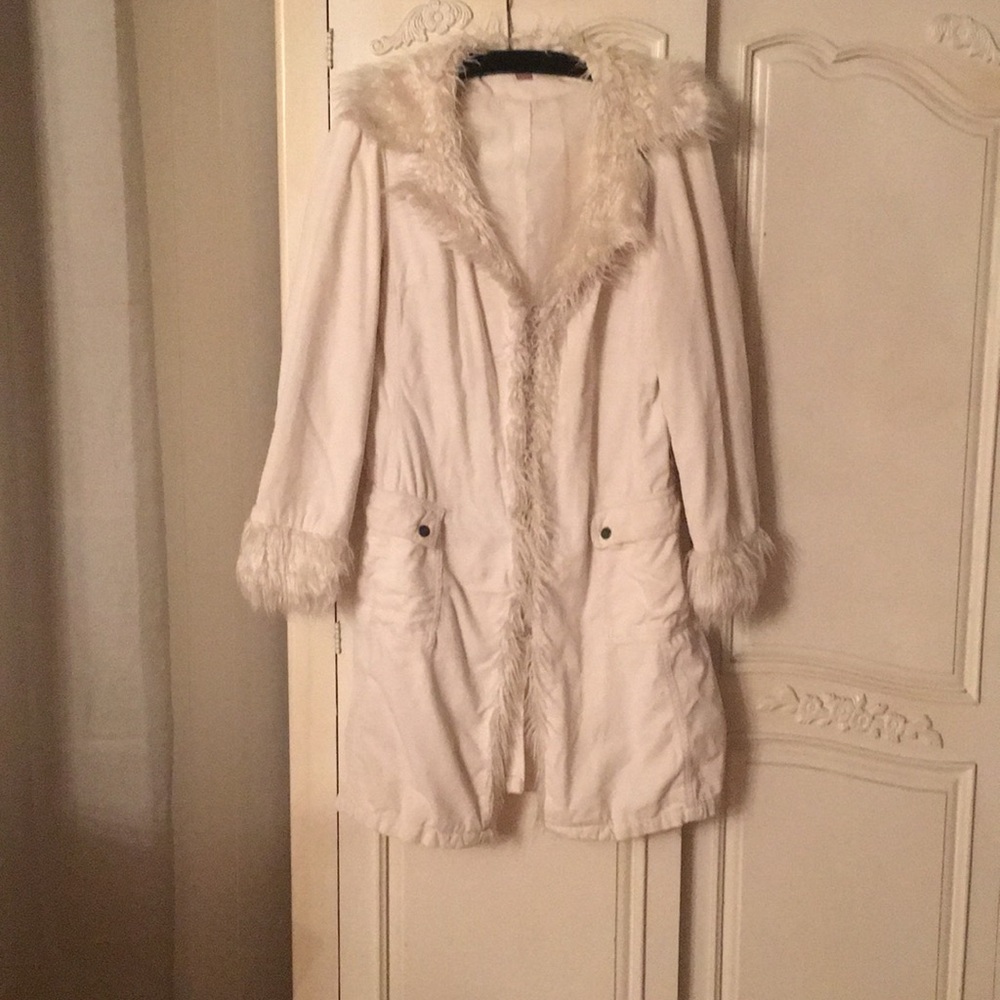 Off-white cream colored corduroy coat